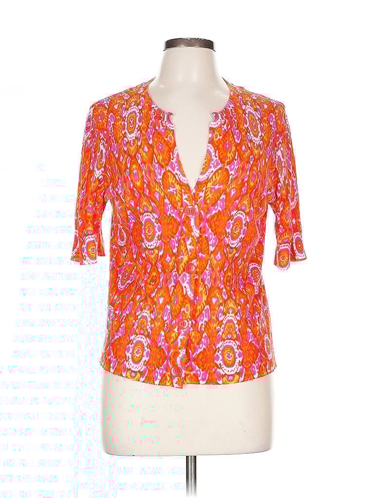 Pre-owned Jones New York Short Sleeve Blouse In Orange