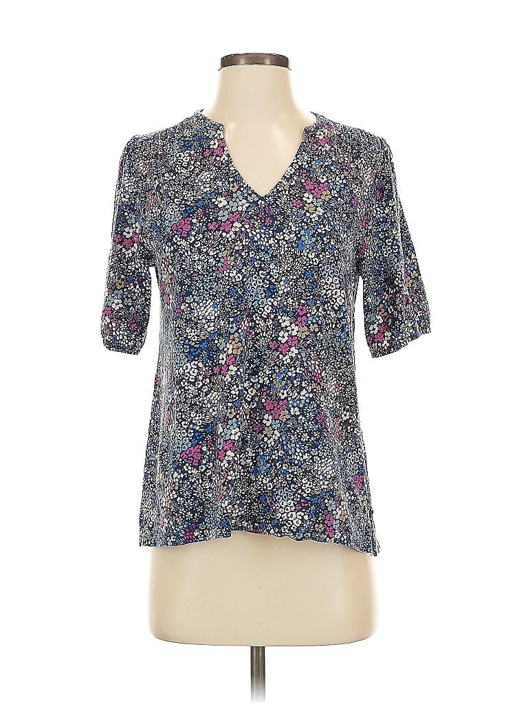 Pre-owned Lands' End Short Sleeve Blouse In Blue