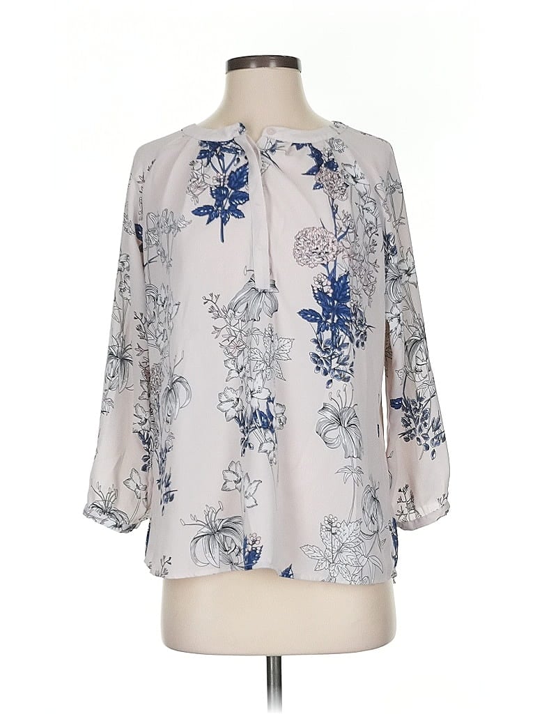 Pre-owned Banana Republic Factory Store 3/4 Sleeve Blouse In Silver