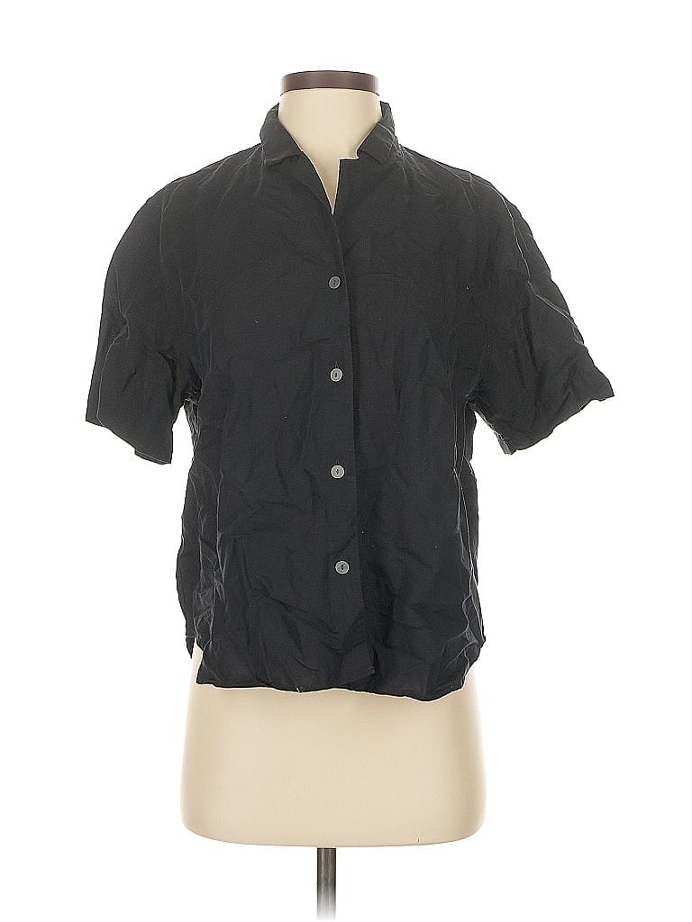 Pre-owned Uniqlo Short Sleeve Blouse In Black