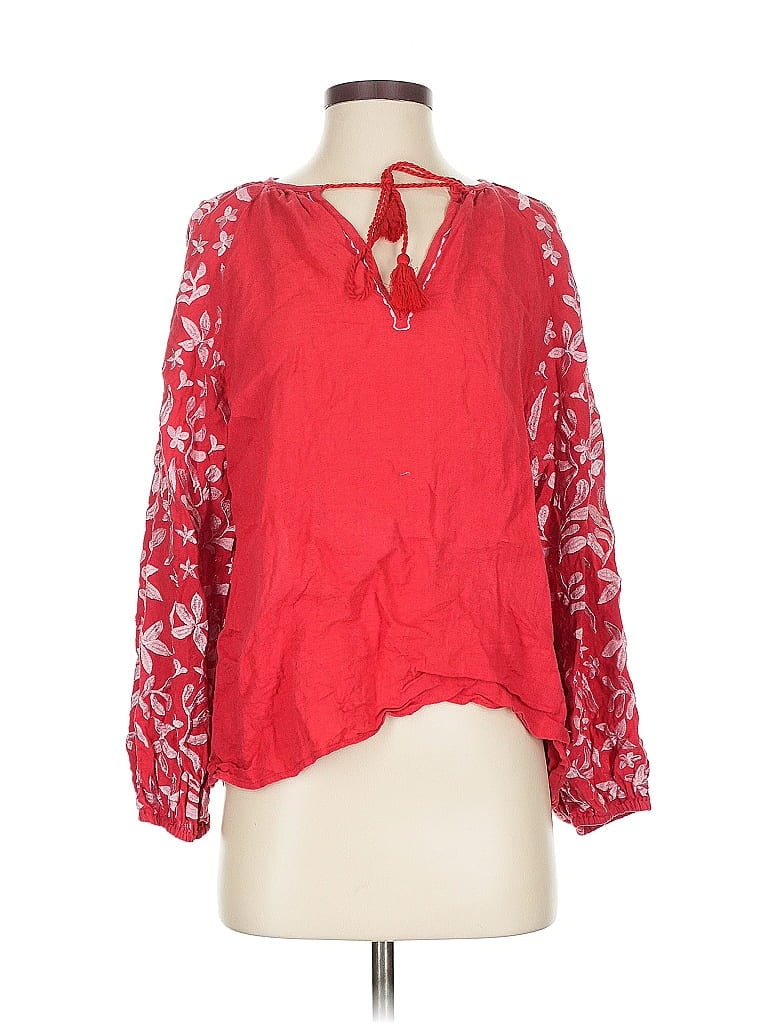 Pre-owned Voyageur By Mersea Long Sleeve Blouse In Red