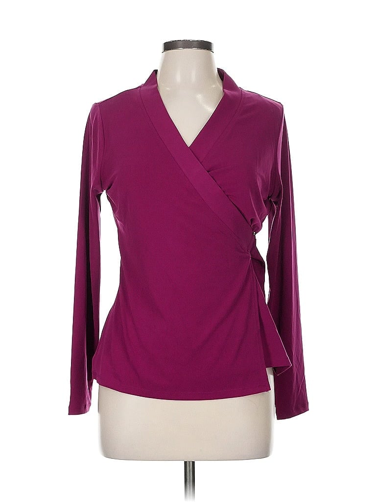 Pre-owned Tahari Long Sleeve Blouse In Purple
