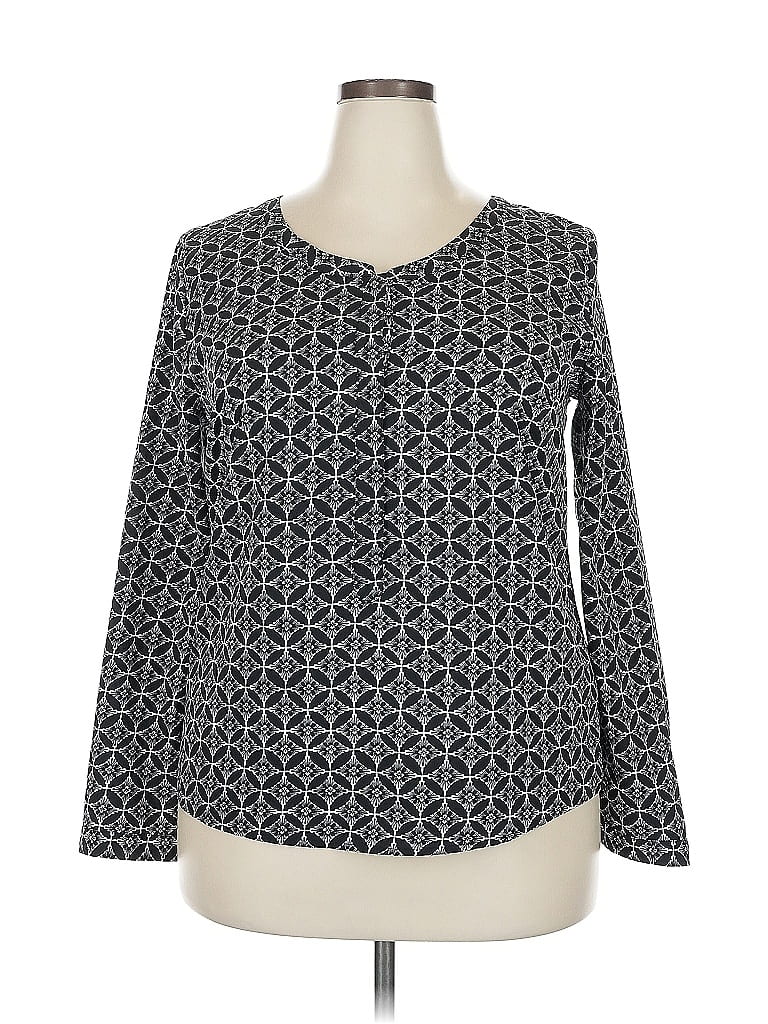 Pre-owned Merona Long Sleeve Blouse In Gray