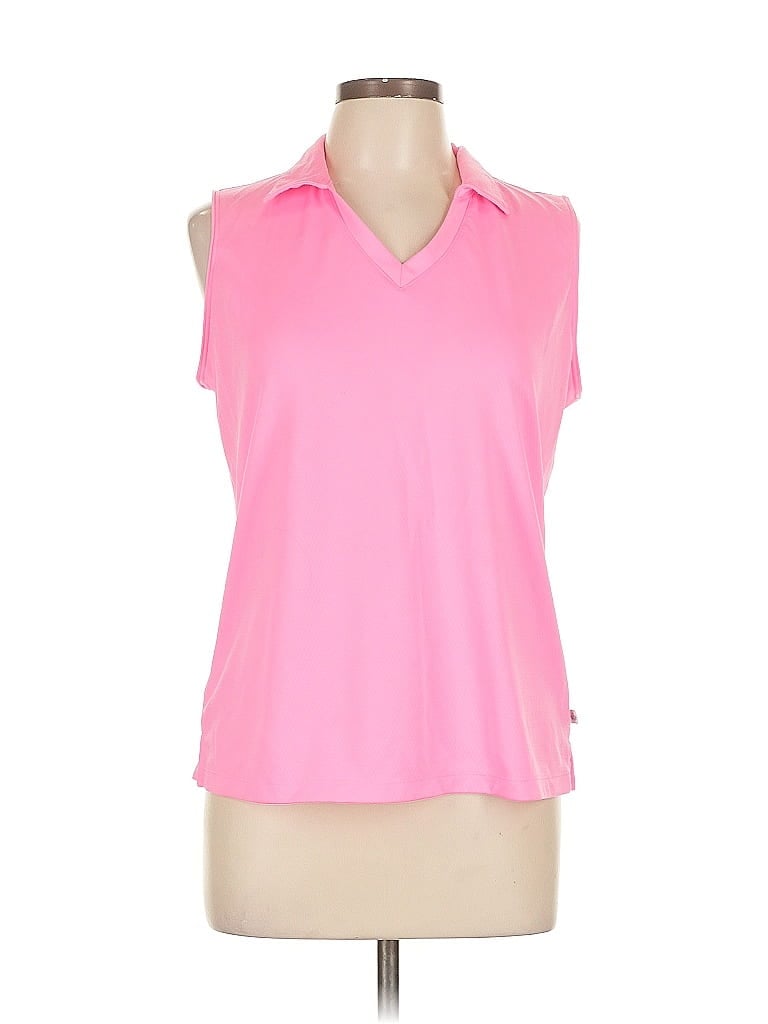 Click to view more detailed imagery on our partner's website Pre-owned Lady Hagen Sleeveless Polo Shirt In Pink