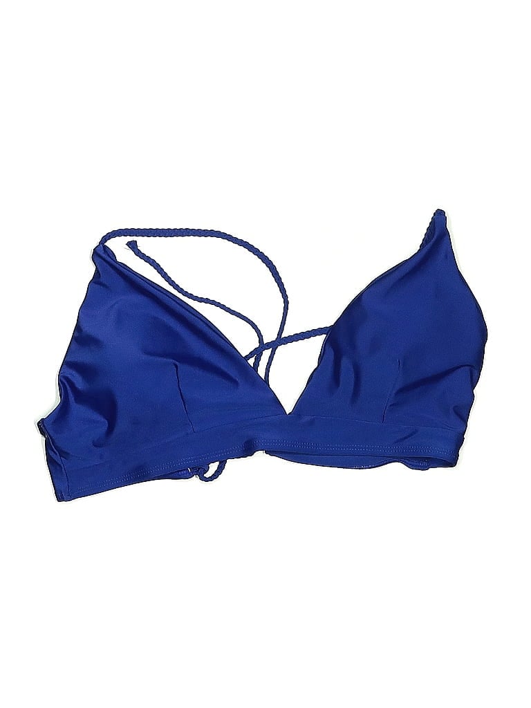 Click to view more detailed imagery on our partner's website Pre-owned Unbranded Swimsuit Top Blue Solid Pattern Swimwear