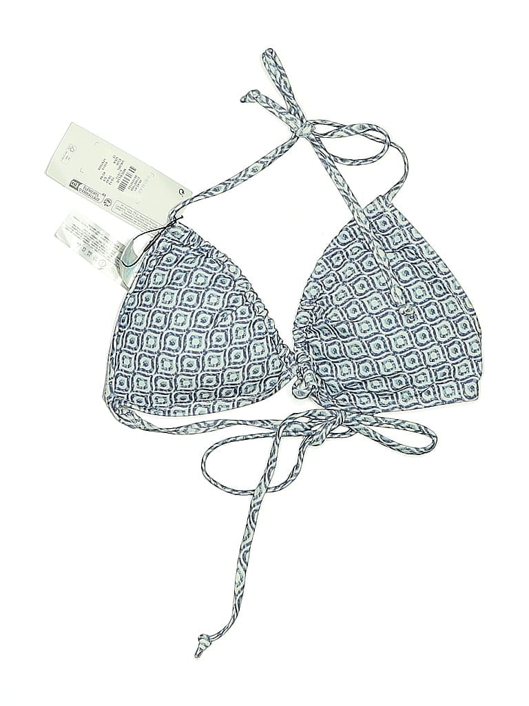 Pre-owned Primark Swimsuit Top Blue Tweed Pattern Swimwear