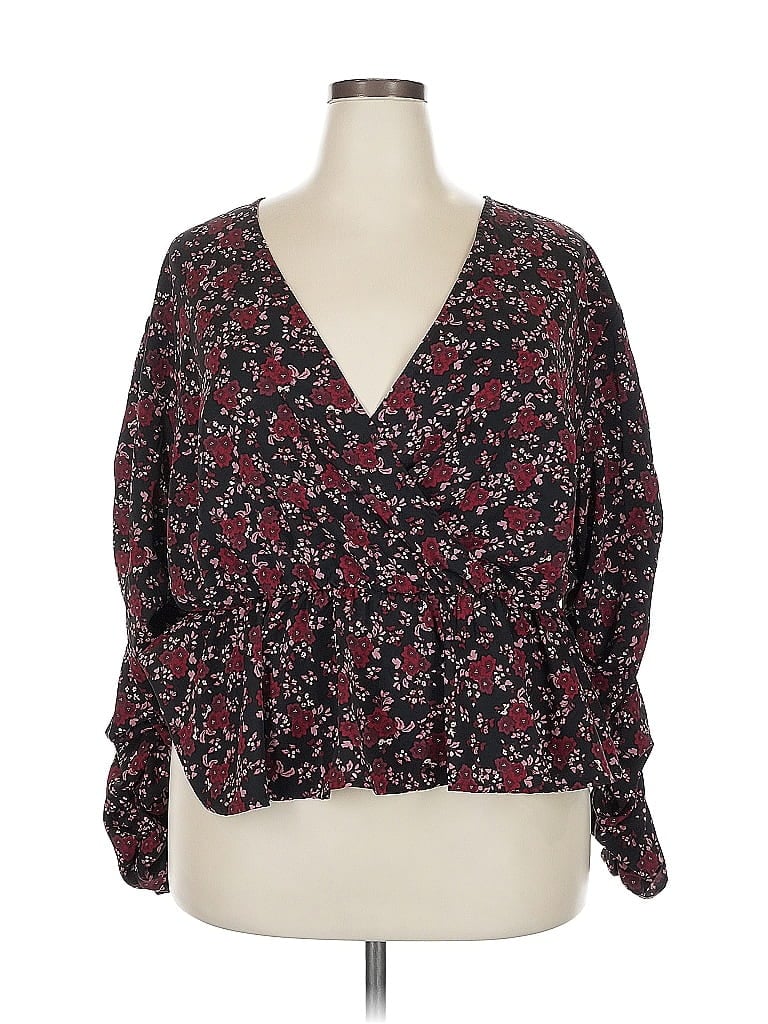 Pre-owned Eloquii Elements 3/4 Sleeve Blouse In Burgundy