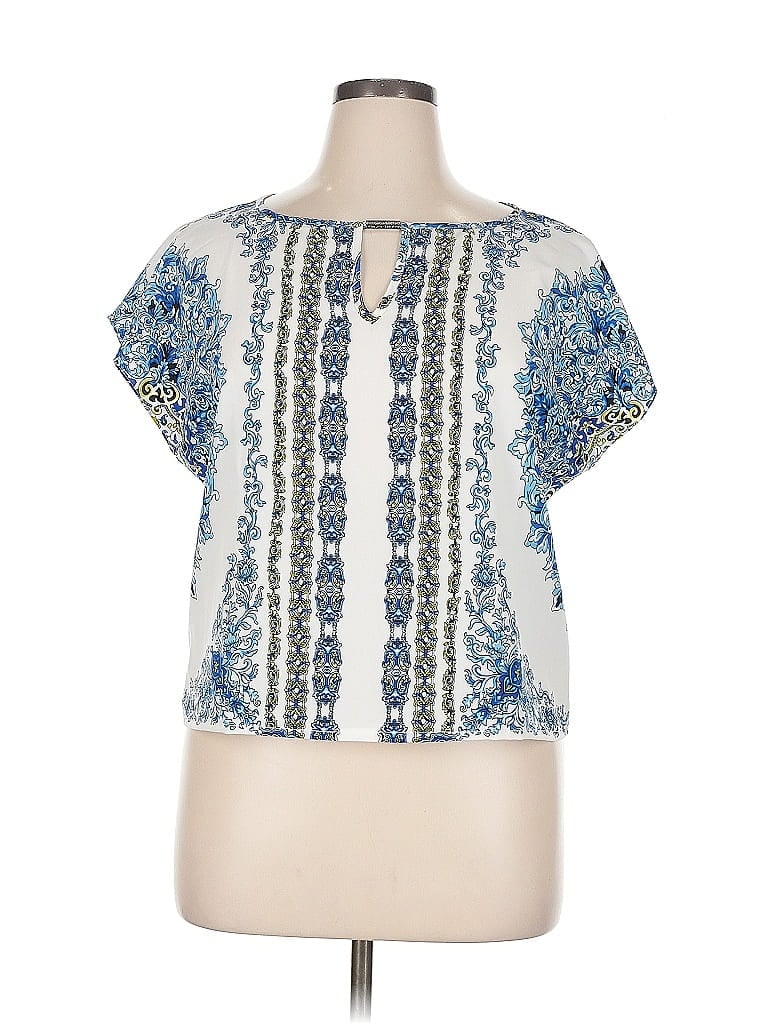 Pre-owned Laundry By Shelli Segal Short Sleeve Blouse In White