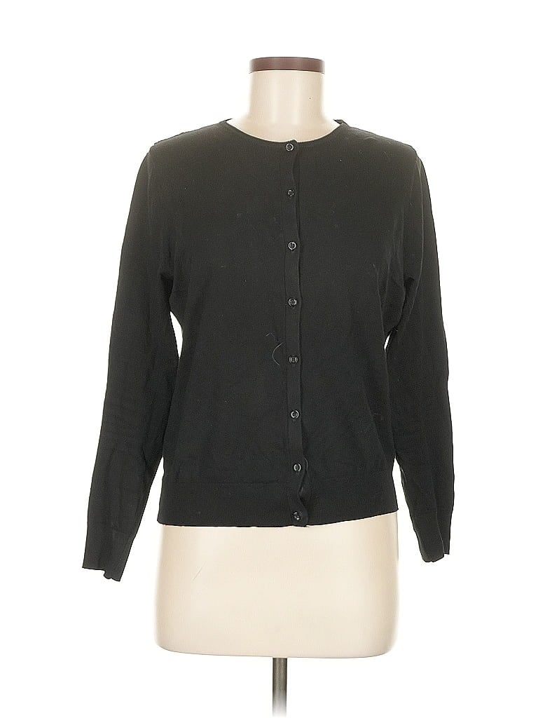 Pre-owned August Silk Cardigan Sweater In Black