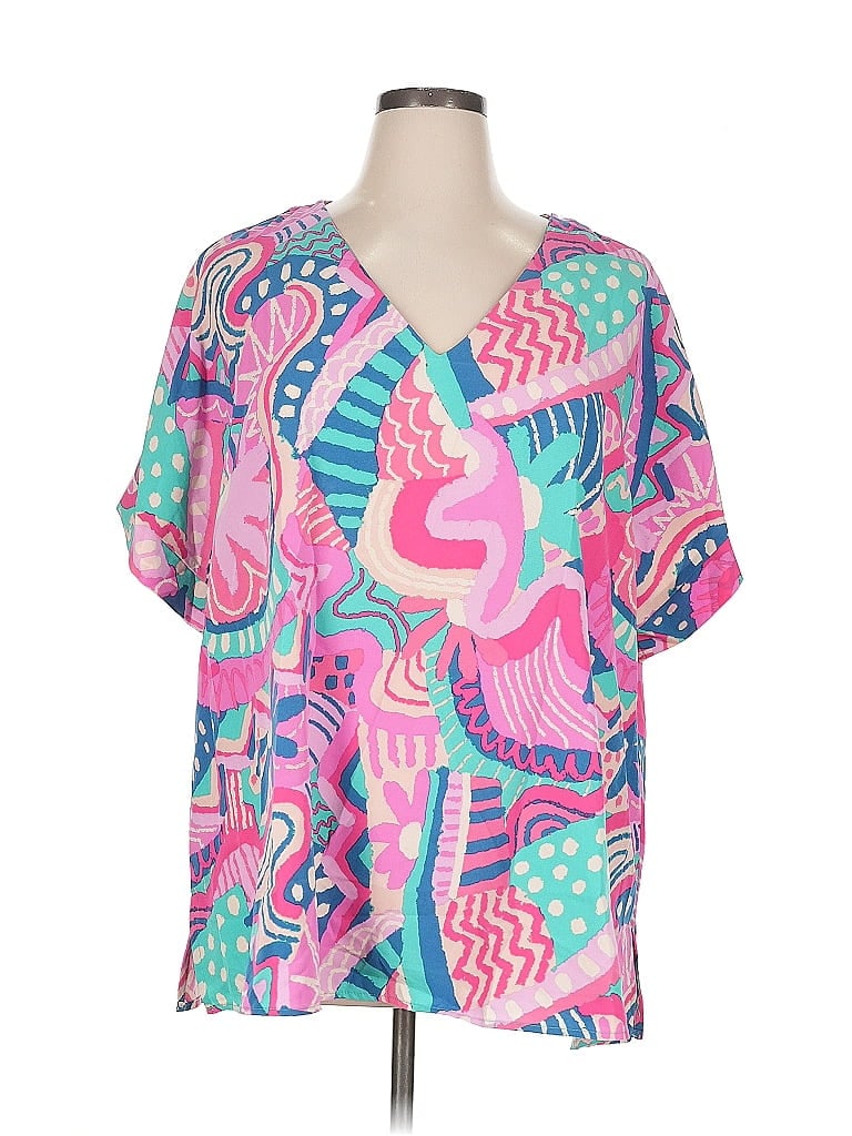 Pre-owned Emily Wonder Short Sleeve Blouse In Pink