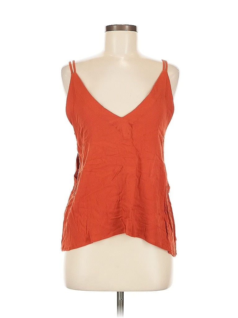 Pre-owned Lulus Tank Top Orange Plunge Neckline Tops