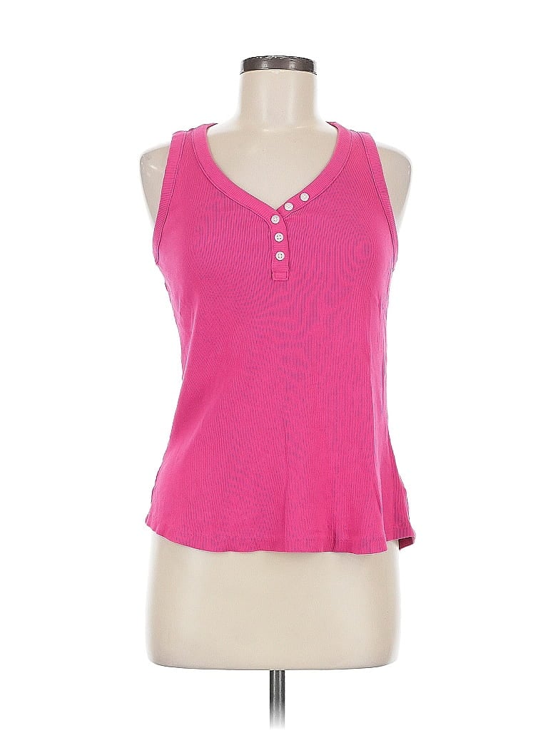 Pre-owned Lands' End Tank Top Pink Halter Neckline Tops