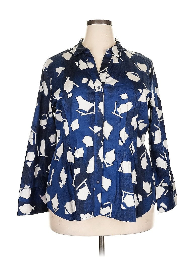 Pre-owned Nic + Zoe 3/4 Sleeve Blouse In Blue
