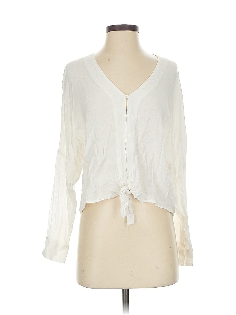 Pre-owned Express Long Sleeve Blouse In White