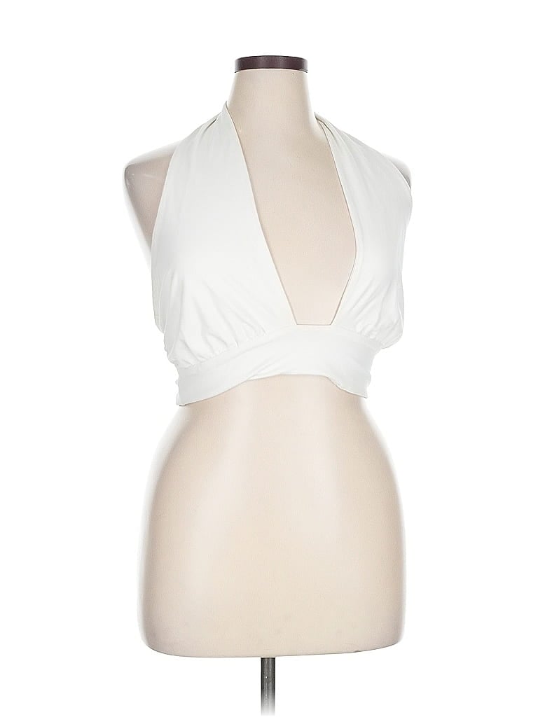Pre-owned Eloquii Tank Top Ivory Halter Neckline Tops In White