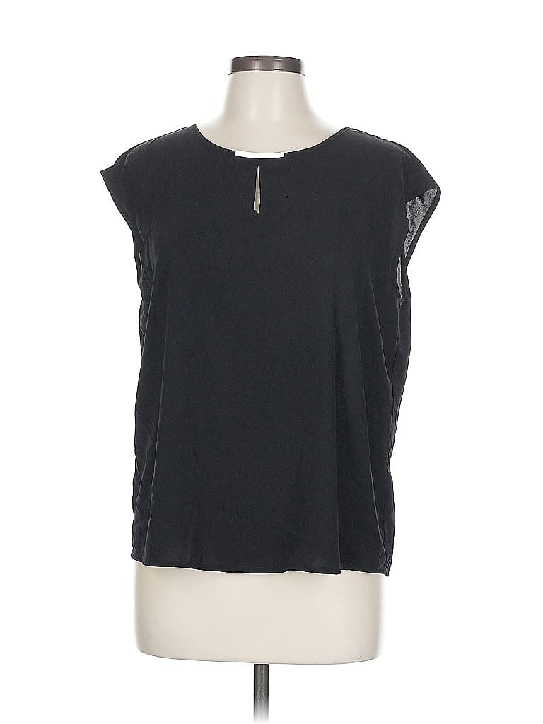 Pre-owned Marc New York Andrew Marc Short Sleeve Top Black Keyhole Neckline Tops