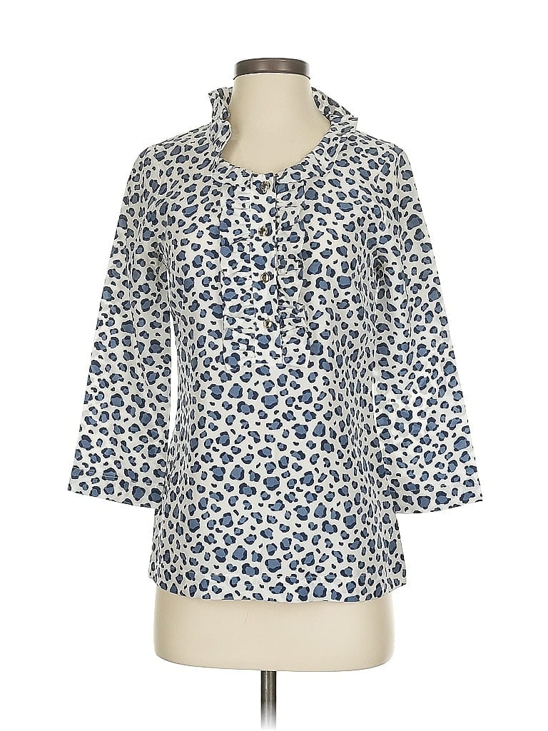 Click to view more detailed imagery on our partner's website Pre-owned Devon Baer 3/4 Sleeve Blouse In Blue