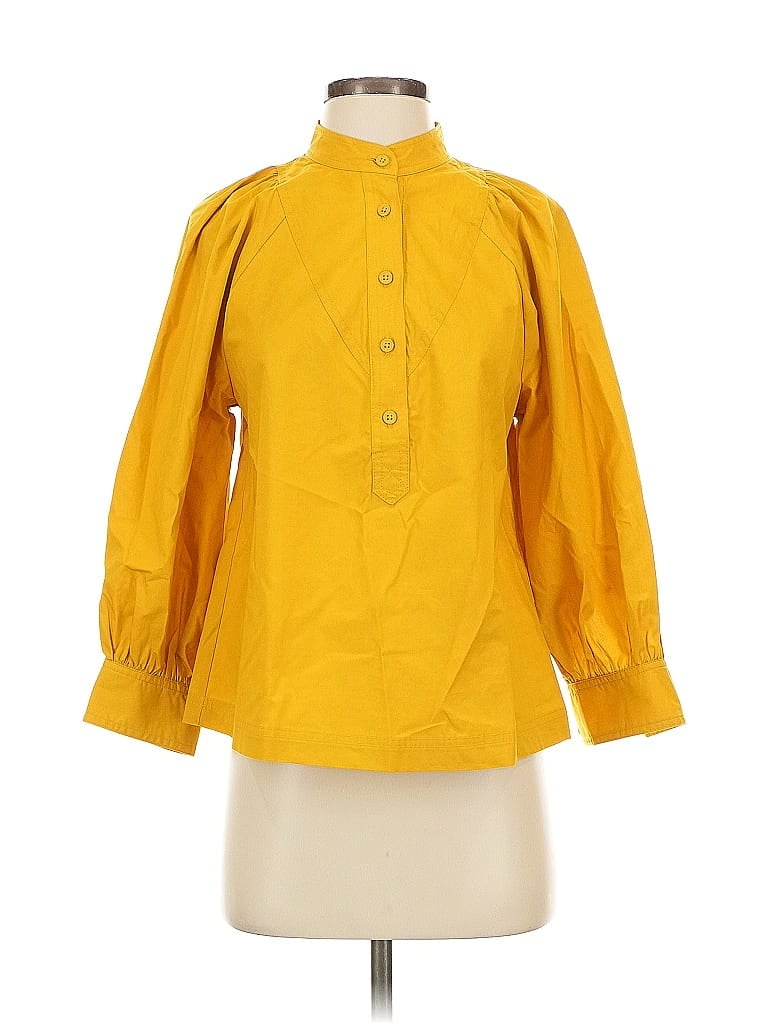 Pre-owned Banana Republic Factory Store 3/4 Sleeve Button Down Shirt In Yellow