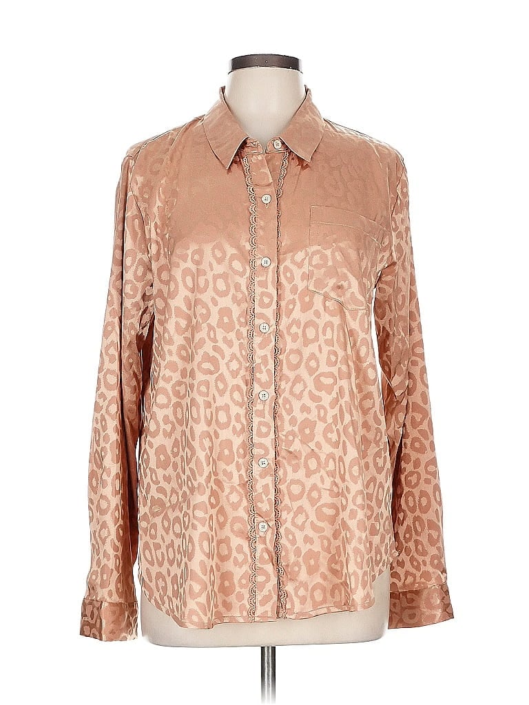 Pre-owned Hem & Thread Long Sleeve Blouse In Brown