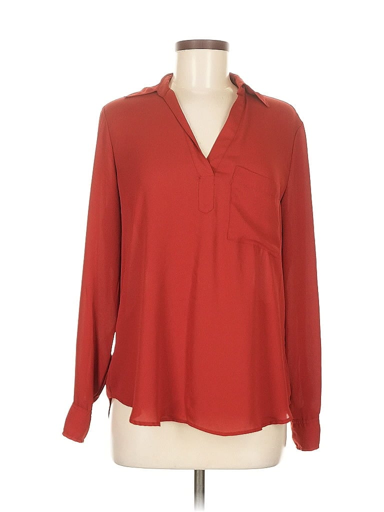 Pre-owned Soho Jeans New York & Company Long Sleeve Blouse In Red