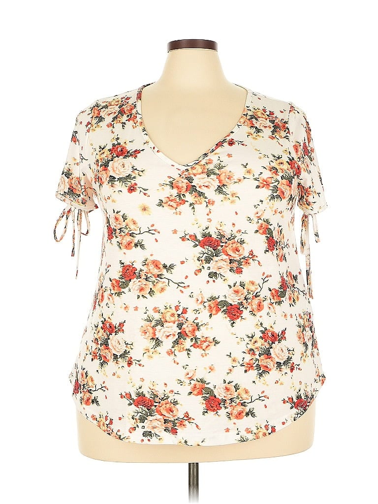 Pre-owned Shein Curve Short Sleeve Blouse In White