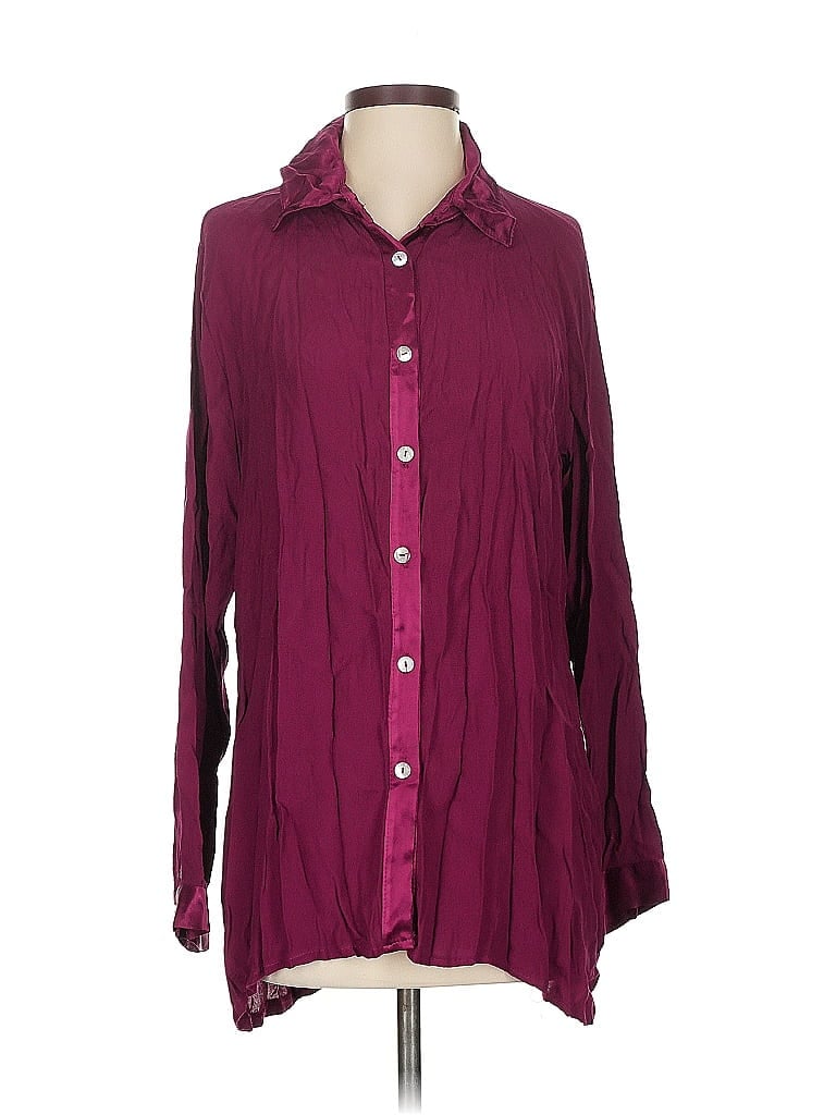 Pre-owned Tempo Paris Long Sleeve Blouse In Burgundy