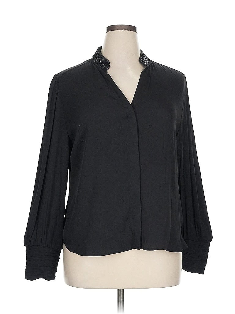 Pre-owned Chico's Long Sleeve Blouse In Black