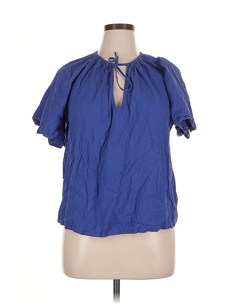 Pre-owned A New Day Short Sleeve Blouse In Blue