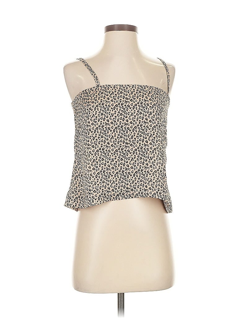 Click to view more detailed imagery on our partner's website Pre-owned Leith Sleeveless Top Tan Animal Print Pattern Square Neckline Tops In Brown