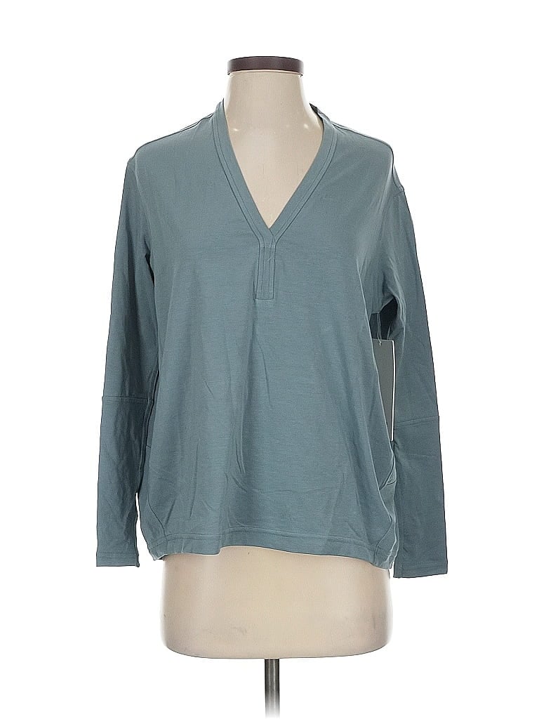Pre-owned Lululemon Athletica Long Sleeve Henley Shirt In Blue