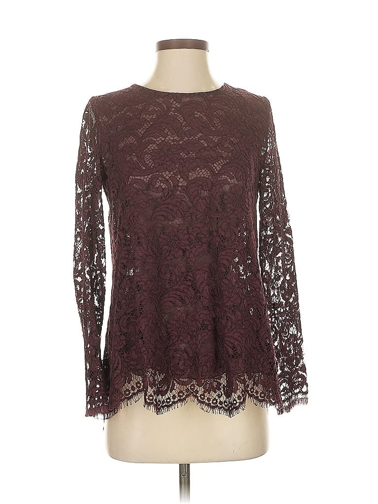 Pre-owned Adam Lippes Long Sleeve Blouse In Burgundy