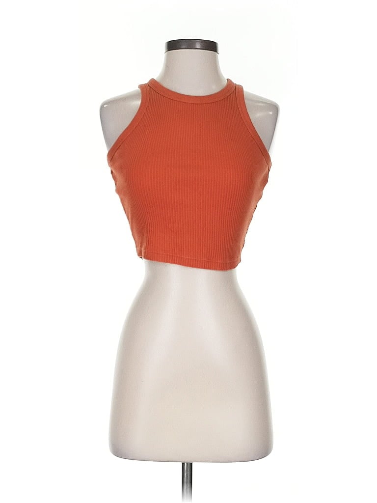 Pre-owned Uniqlo Tank Top Orange Halter Neckline Tops