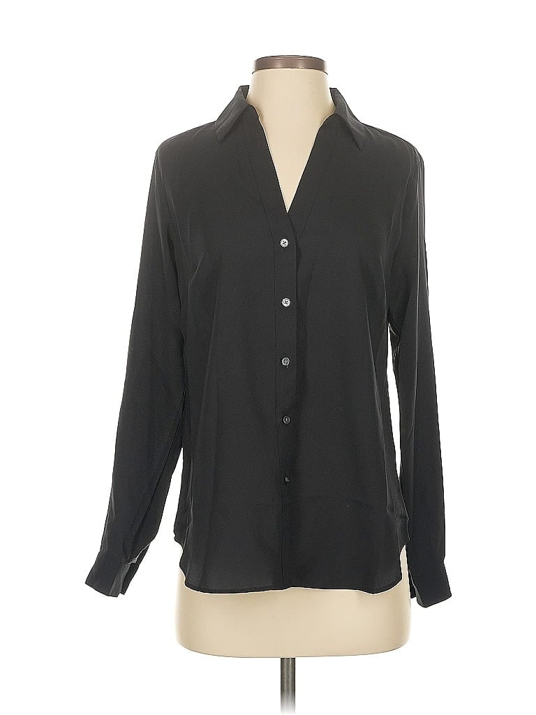Ann Taylor Long Sleeve Blouse In Black