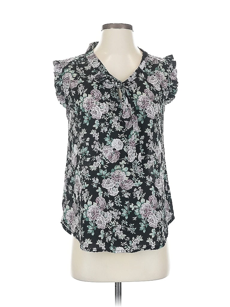 Pre-owned Jon & Anna Short Sleeve Blouse In Black