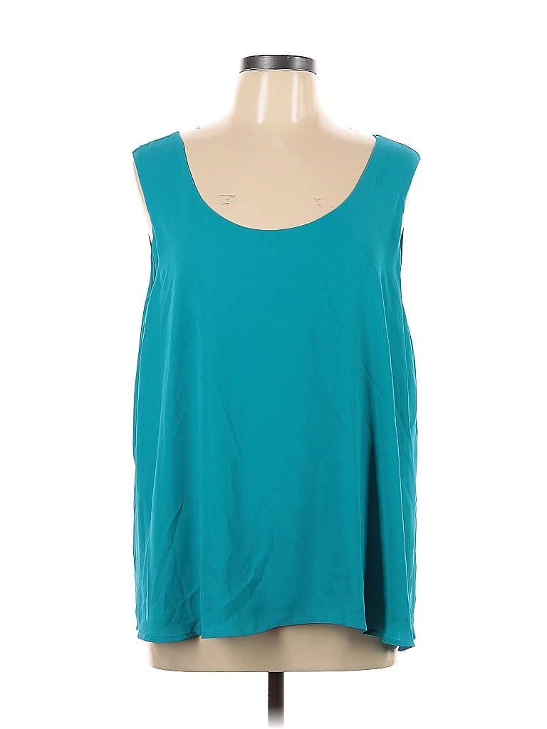 Pre-owned Apt. 9 Sleeveless Top Teal Scoop Neck Tops In Blue