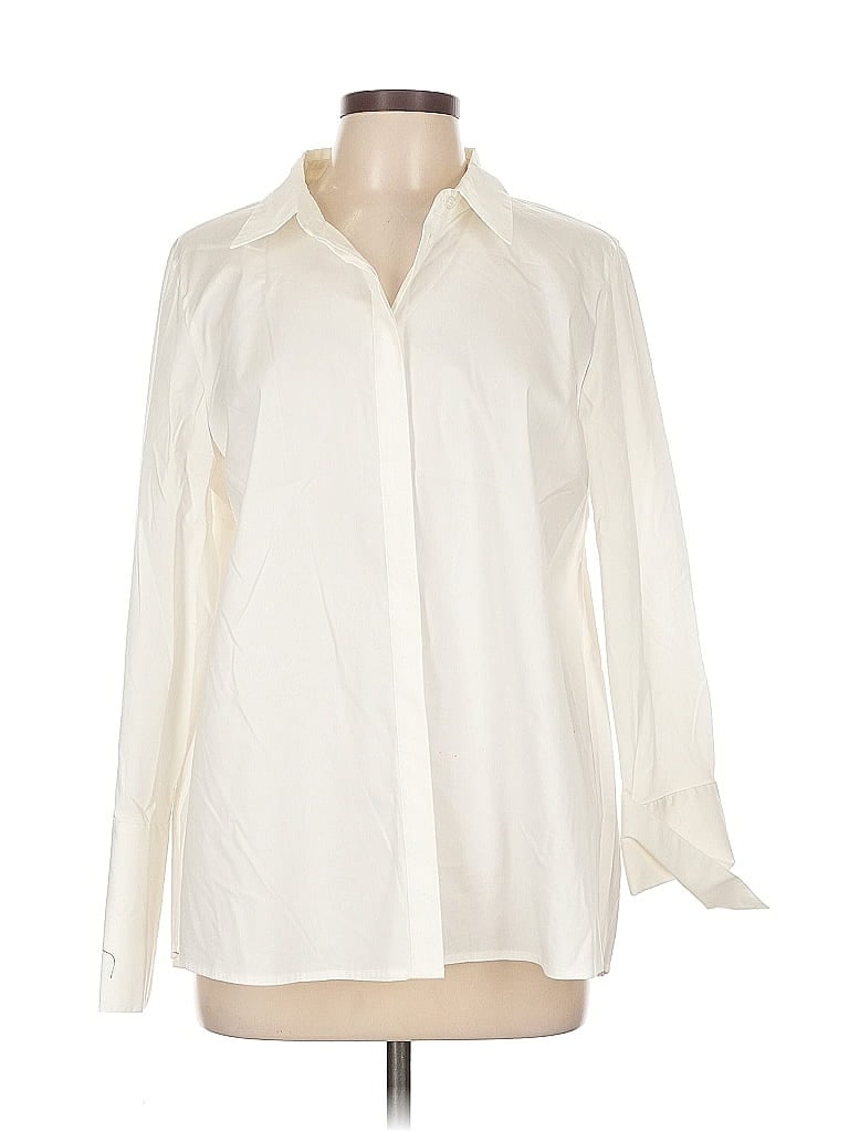 Pre-owned Soft Surroundings Long Sleeve Blouse In White