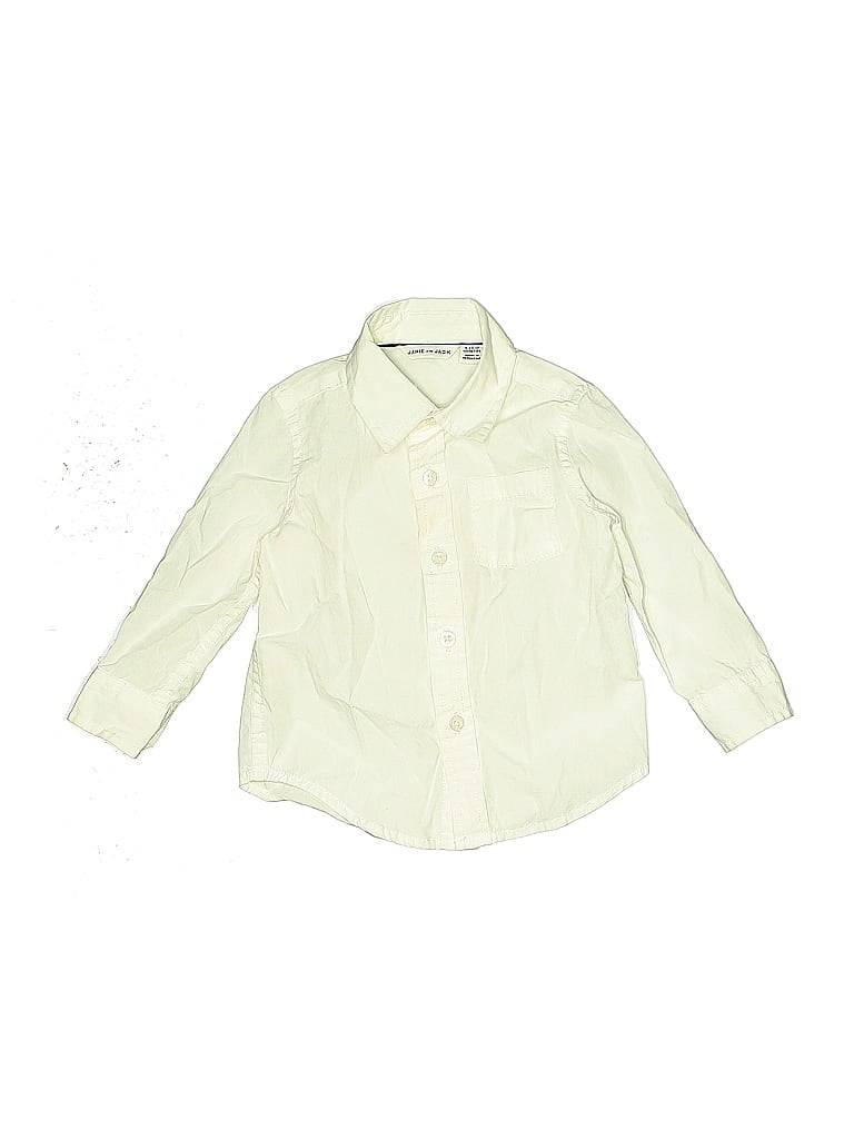 Pre-owned Janie And Jack Babies' Long Sleeve Button Down Shirt In White