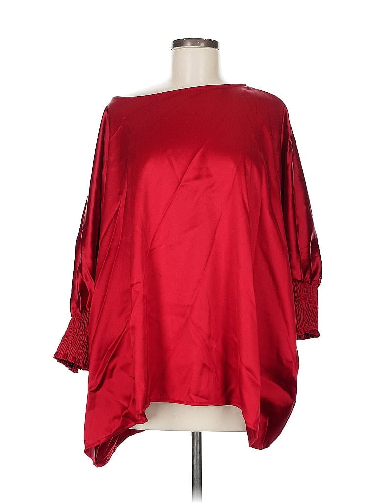 Pre-owned The Zigzag Stripe 3/4 Sleeve Blouse In Red