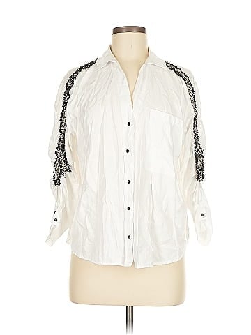 Zara Basic 3/4 Sleeve Button-Down Shirt (view 1)