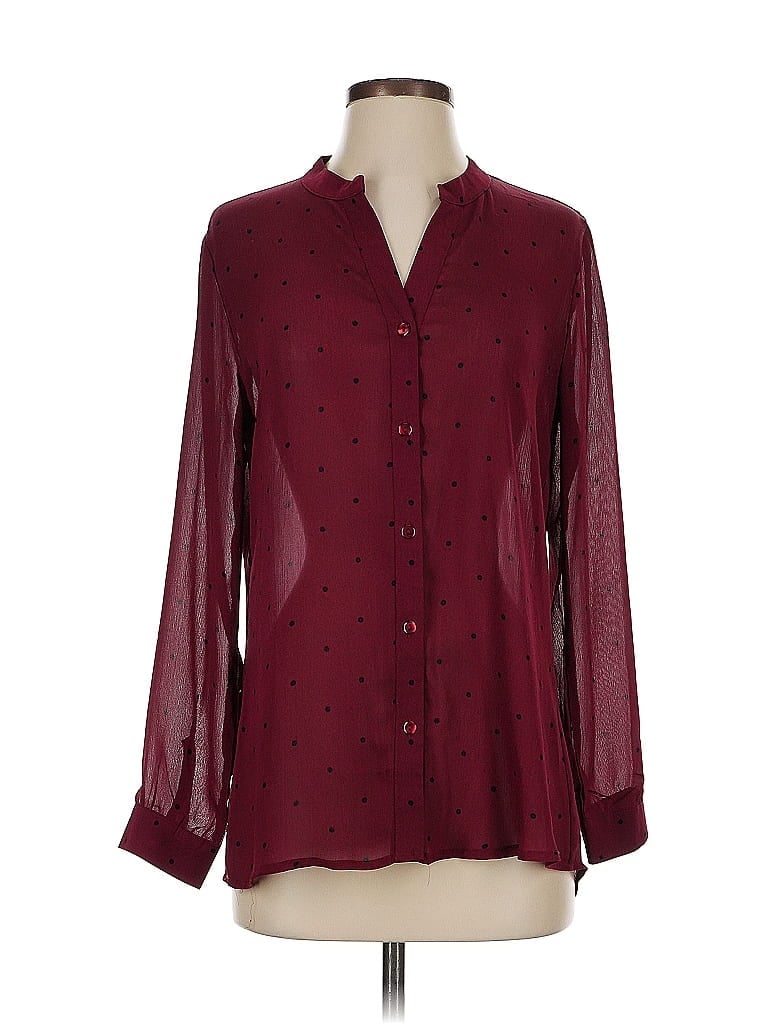 Pre-owned 41hawthorn Long Sleeve Blouse In Burgundy