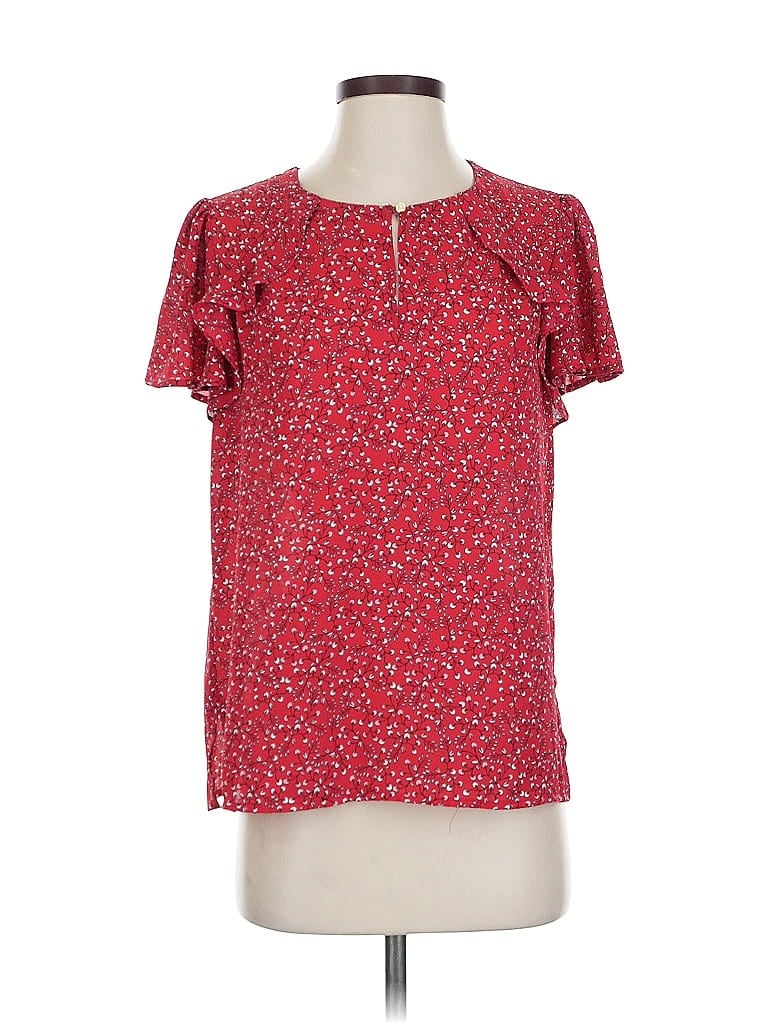 Pre-owned Liz Claiborne Short Sleeve Blouse In Red