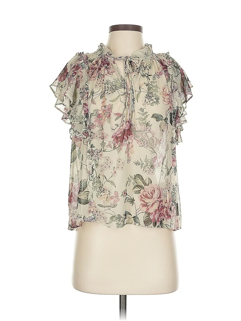 Pre-owned Secret Mission Short Sleeve Blouse In White