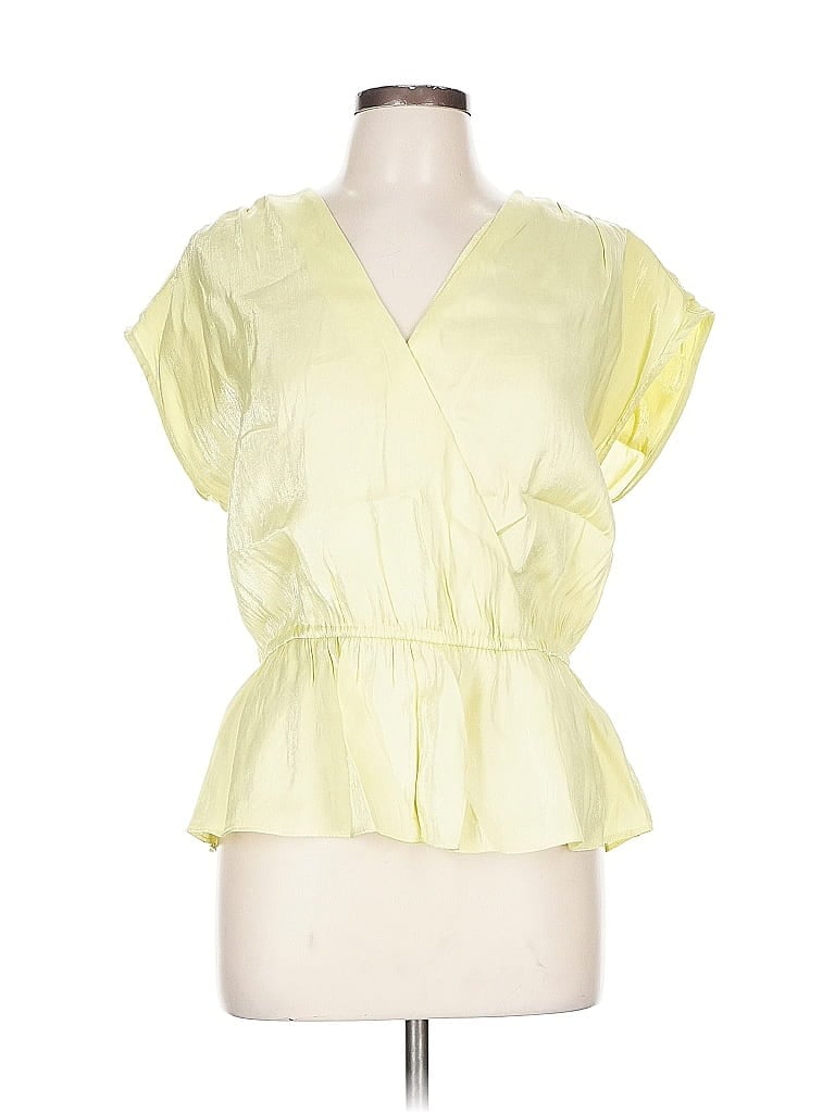 Pre-owned Inc International Concepts Short Sleeve Blouse In Yellow