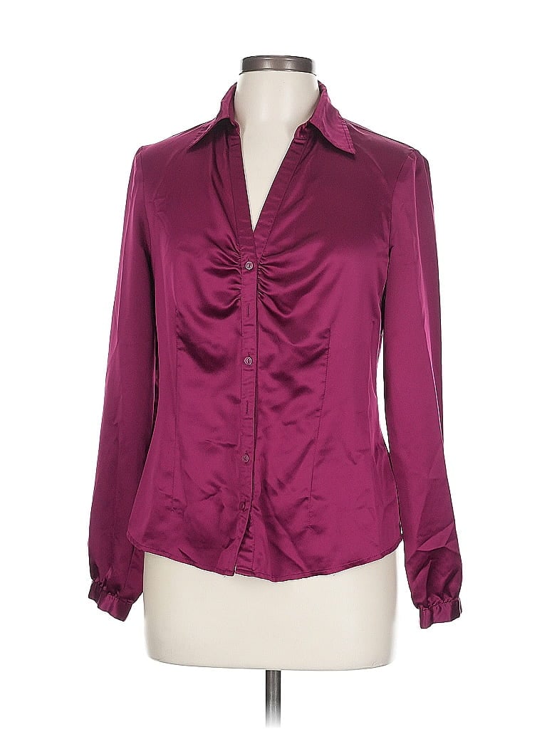 Pre-owned Worthington Long Sleeve Blouse In Burgundy
