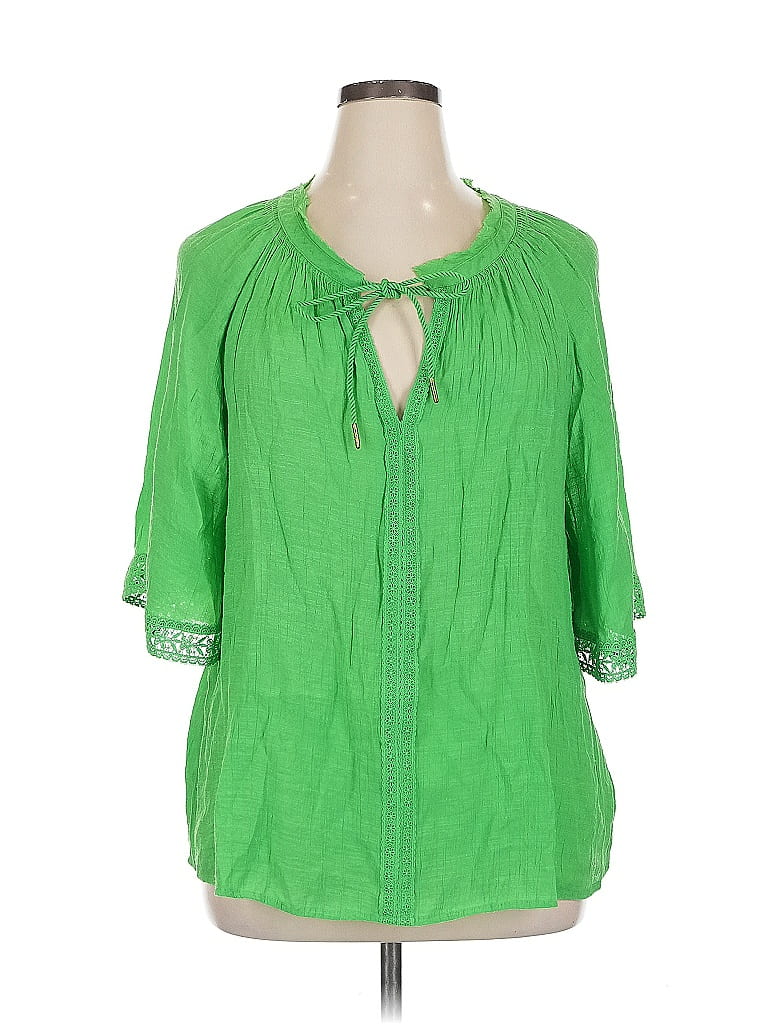 Click to view more detailed imagery on our partner's website Pre-owned Counterparts 3/4 Sleeve Blouse In Green