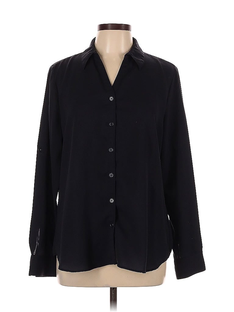 Pre-owned Lands' End Long Sleeve Blouse In Black