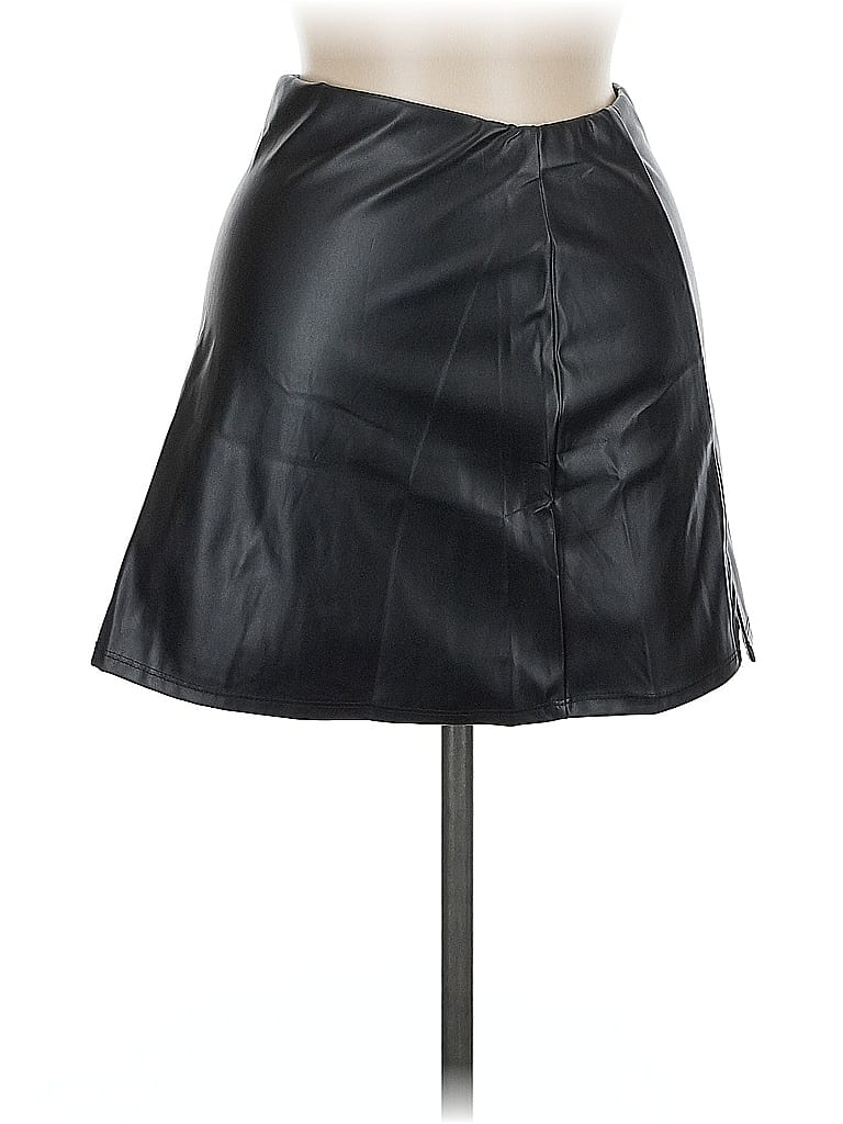 Pre-owned Popular 21 Faux Leather Skirt In Black