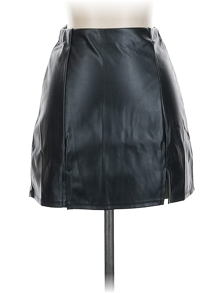 Pre-owned Popular 21 Faux Leather Skirt In Black