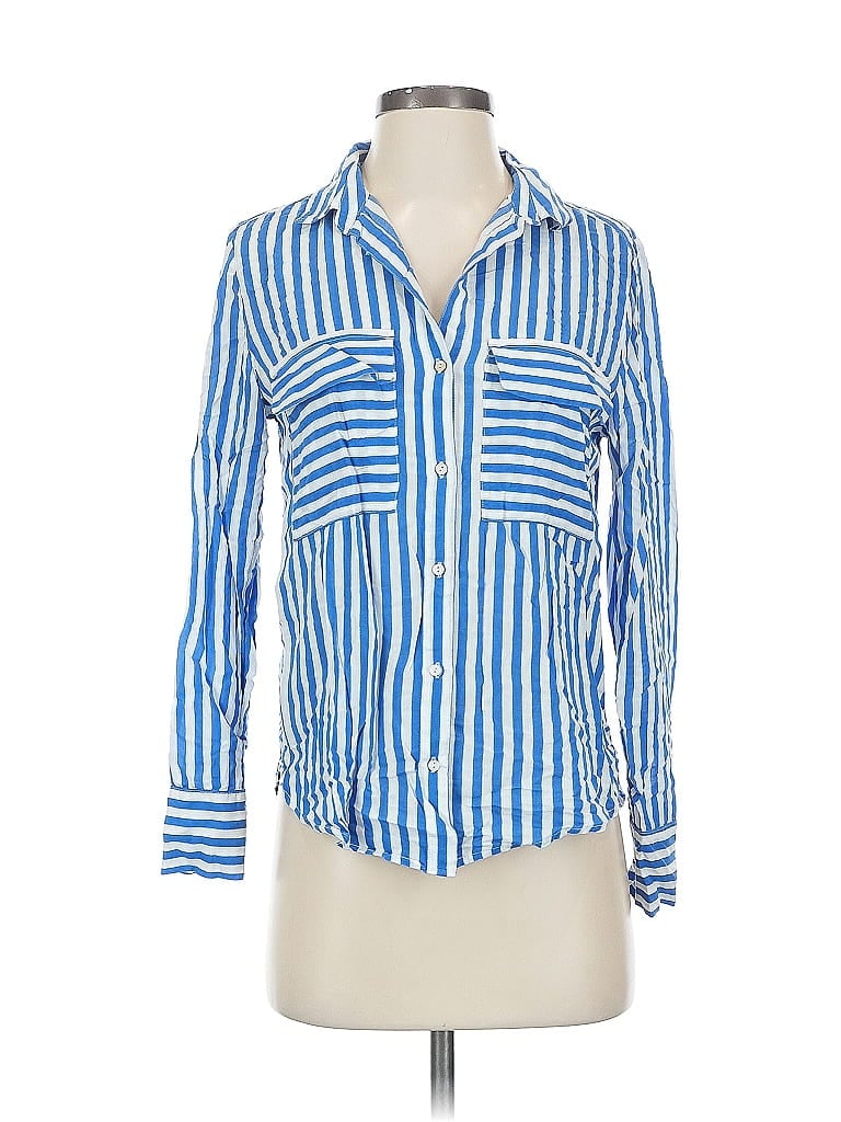 Pre-owned H&m Long Sleeve Button Down Shirt In Blue