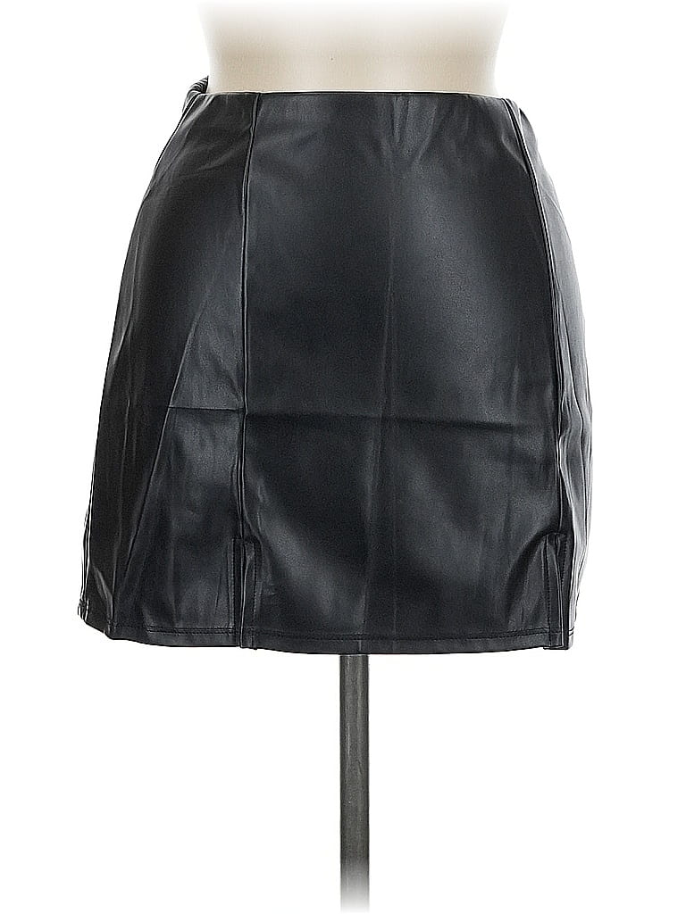 Pre-owned Popular 21 Faux Leather Skirt In Black